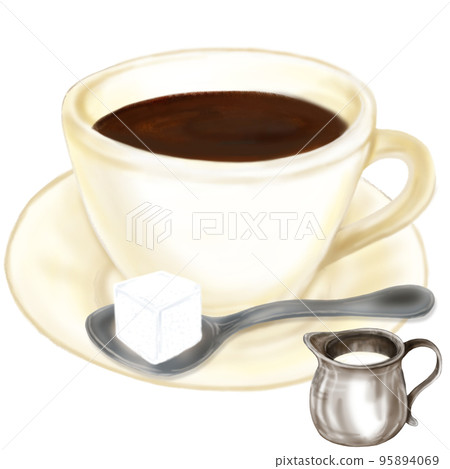 coffee_spoon milk with sugar cube 95894069