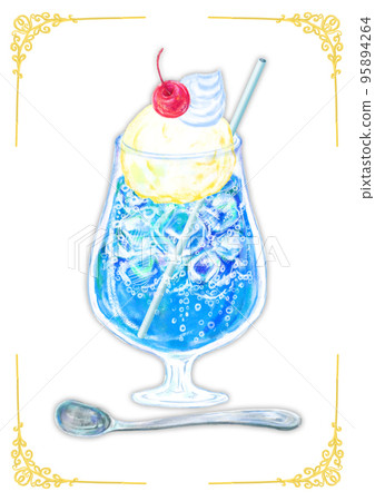 奶油蘇打水_blue_retro background_white 95894264