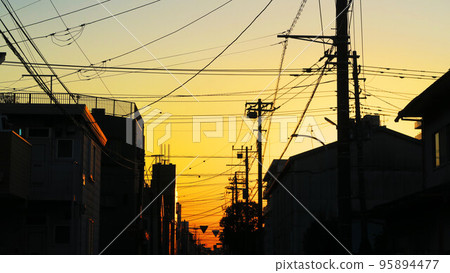 Cityscape at dusk 95894477