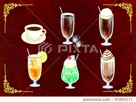 Coffee shop drink menu set _ sideways _ with... - Stock Illustration ...