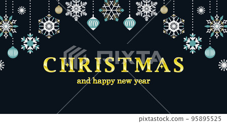 Winter ornament banner design template with text gold black color scheme horizontal 1:2 Winter ornament banner design template with text gold black color scheme horizontal 1:2 95895525