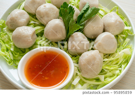 Boiled Fish Balls with Spicy Sauce Boiled Fish Balls with Spicy Sauce 95895859