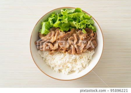 Japanese Pork Donburi Rice Bowl 95896221