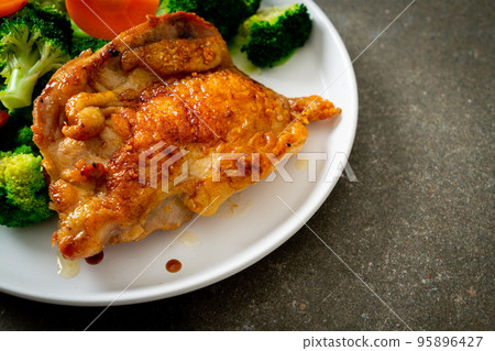chicken steak with broccoli and carrot chicken steak with broccoli and carrot 95896427
