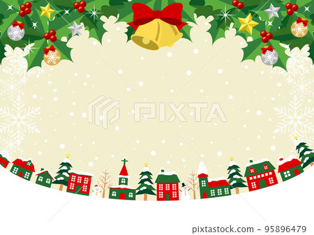 平面版聖誕城市景觀背景水平白色 平面版聖誕城市景觀背景水平白色 95896479