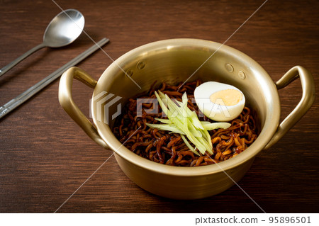 Korean Instant Noodle with Black Bean Sauce (Jajangmyeon or JJajangmyeon) Korean Instant Noodle with Black Bean Sauce (Jajangmyeon or JJajangmyeon) 95896501