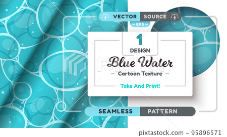 Blue Water Seamless Pattern Illustration 95896571