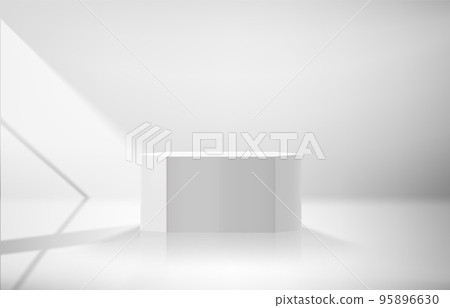 White interior with pedestal and light of the window. Vector 3d illustration White interior with pedestal and light of the window. Vector 3d illustration 95896630