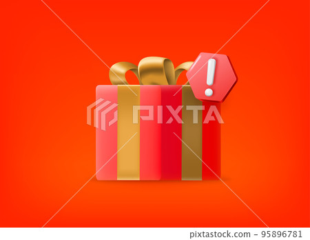 Gift box with exclamation point pictogram. Vector 3d illustration Gift box with exclamation point pictogram. Vector 3d illustration 95896781