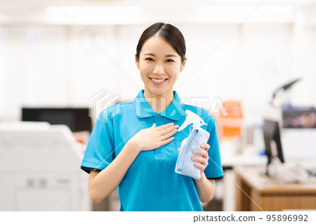Young female cleaning staff (relief) Young female cleaning staff (relief) 95896992