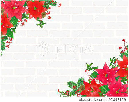 一品紅和Sankirai背景③（對角線，白磚） 95897159