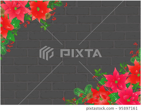 Background of poinsettia and Sankirai ③ (diagonal, black brick) Background of poinsettia and Sankirai ③ (diagonal, black brick) 95897161