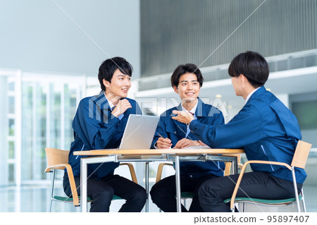 Business engineer meeting real estate manufacturing building construction 95897407