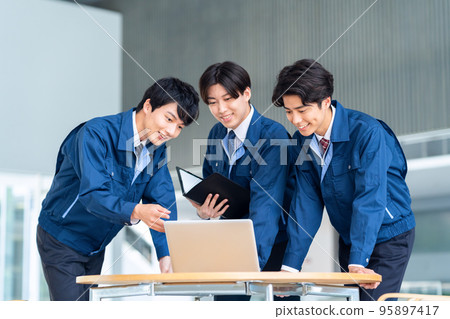 Business engineer meeting real estate manufacturing building construction 95897417
