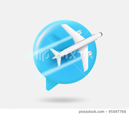 Speech cloud with modern aircraft. Travel concept. 3d vector isolated illustration 95897768