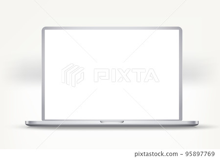 Modern laptop with white blank screen. 3d vector mockup Modern laptop with white blank screen. 3d vector mockup 95897769