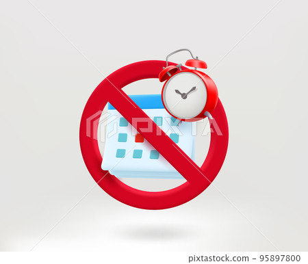 Paper calendar with alarm clock. No agenda concept. 3d vector illustration 95897800
