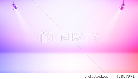 Photorealistic illuminated stage with two projectors. 3d vector illustration Photorealistic illuminated stage with two projectors. 3d vector illustration 95897971