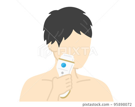 一個男人用家用脫毛器去除鬍鬚的插圖 一個男人用家用脫毛器去除鬍鬚的插圖 95898072