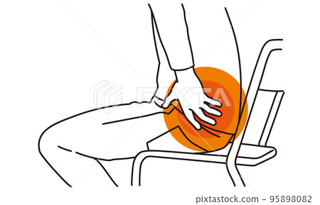 A man who puts his hand on his waist with back pain A man who puts his hand on his waist with back pain 95898082