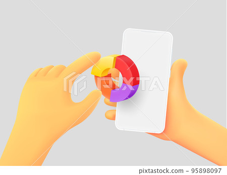Hand holding smartphone with chart. 3d vector illustration 95898097