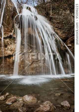 Djur-Djur waterfall in early spring. Khapkhalskiy canyon in Crimea 95898223