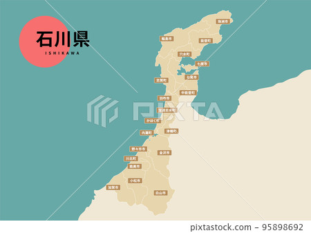 Map (with place names) - Ishikawa Prefecture - Stock Illustration ...