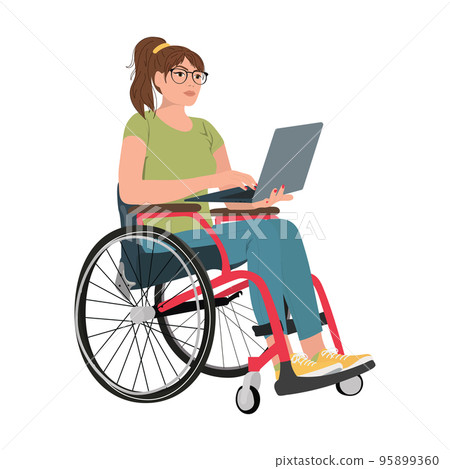 woman, wheelchair, laptop 95899360