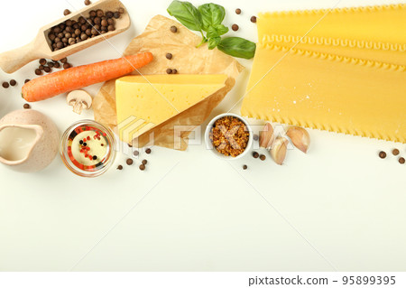 Concept of cooking lasagna, space for text 95899395