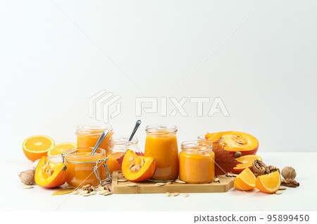 Concept of tasty food, pumpkin jam, space for text Concept of tasty food, pumpkin jam, space for text 95899450