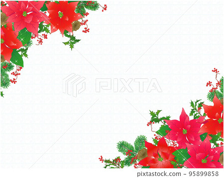 Poinsettia and Sankirai background ④ (diagonal, white tile) Poinsettia and Sankirai background ④ (diagonal, white tile) 95899858