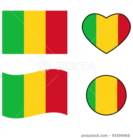 Waving flag of Mail. Mali flag on white background. Mali flag in heart shape. flat style. 95899968
