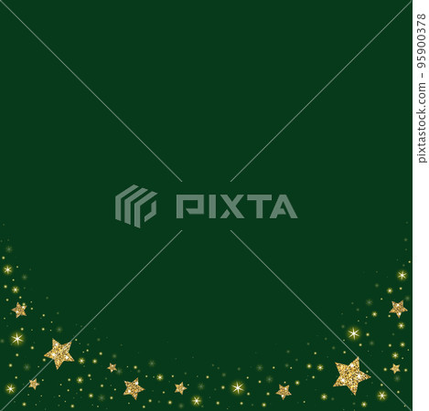 Square frame material with sparkling stardust, green background 95900378