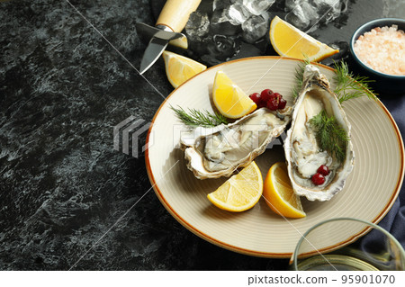 Concept of seafood, oysters, space for text Concept of seafood, oysters, space for text 95901070