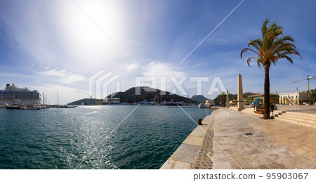 Panoramic View of the Marina and Port in a historic city of Cartagena, Spain. Panoramic View of the Marina and Port in a historic city of Cartagena, Spain. 95903067