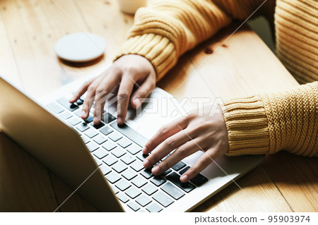 freelance concept,female using computers to design work as ordered by customers freelance concept,female using computers to design work as ordered by customers 95903974