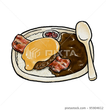 咖哩飯配培根、漢堡和奶酪 95904612