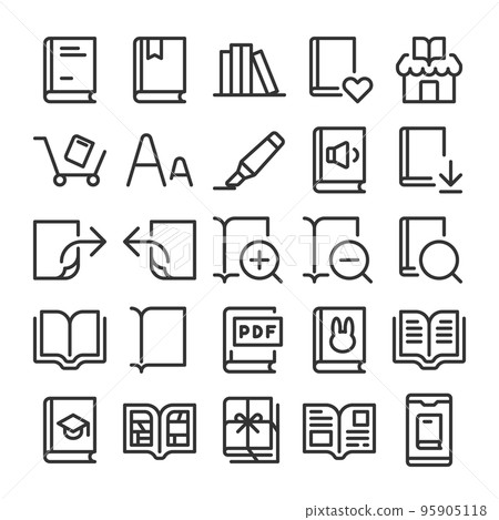 Reading bookstore e-book icon set 95905118