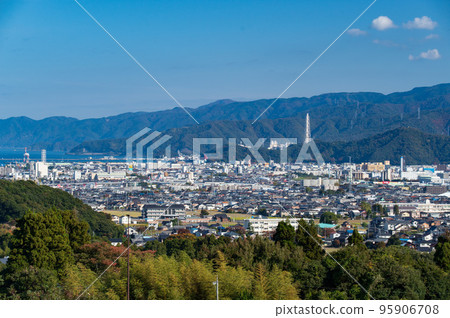 The townscape of Tsuruga City, Fukui Prefecture, view from the Wakasa Wan Energy Research Center 95906708