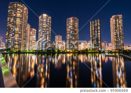 "Tokyo" Night view of tower apartments, Shinonome "Tokyo" Night view of tower apartments, Shinonome 95906989