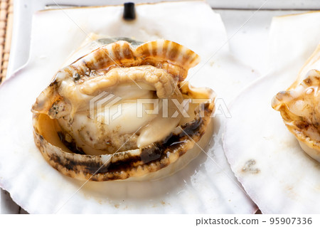 Grilled scallops (grilled scallops in shell). 95907336