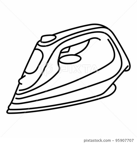 Modern electrical portable clothes iron vector outline object 95907707