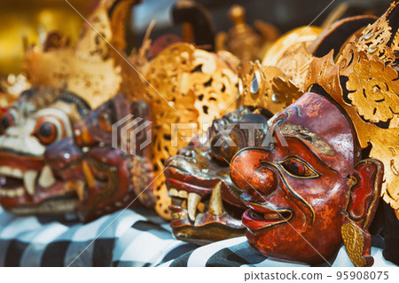 Old traditional balinese Wayang Topeng masks Old traditional balinese Wayang Topeng masks 95908075