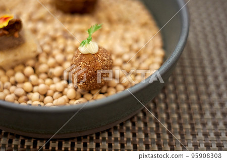 Beautiful and tasty food on a plate 95908308