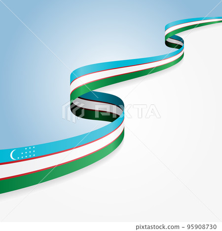 Uzbekistan flag wavy abstract background. Vector illustration. 95908730