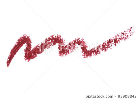 Lip liner stroke smear smudge isolated on white. Trace pencil burgundi bordo color.  95908842