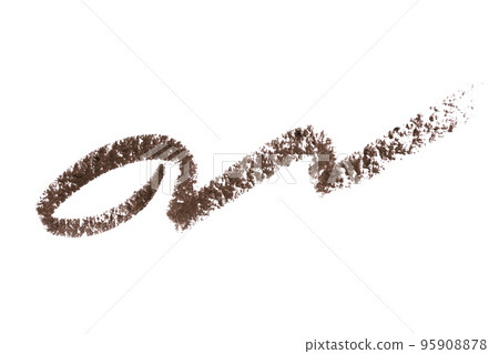 Eyeliner, eyebrow brown pencil trace smear smudge stroke isolated on white. Makeup eye liner pencil. Eyeliner, eyebrow brown pencil trace smear smudge stroke isolated on white. Makeup eye liner pencil. 95908878