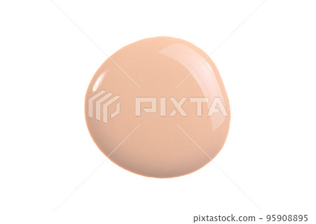 Tone cream swatch isolated on white. Beige liquid foundation, concealer smear smudge drop. Tone cream swatch isolated on white. Beige liquid foundation, concealer smear smudge drop. 95908895