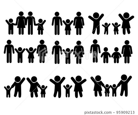 family icon doodle line vector set 95909213