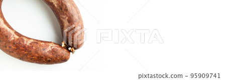 Kangal sucuk made from various spice mixtures used in Turkish cuisine, isolated on white background 95909741